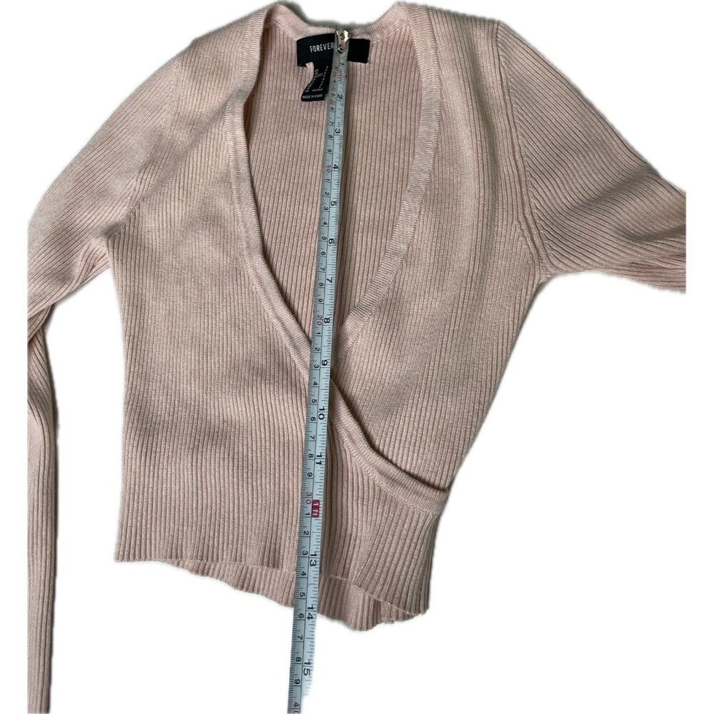Forever 21 Women’s Knit Ribbed Cropped Crossover Top Blush S - Picture 6 of 8